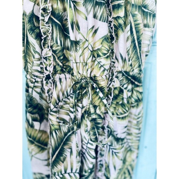 SUBOO SEXY CHIC PINK GREEN PALM PRINT HIGH NECK PLAYSUIT ROMPER HALTER SZ6 - Picture 6 of 11